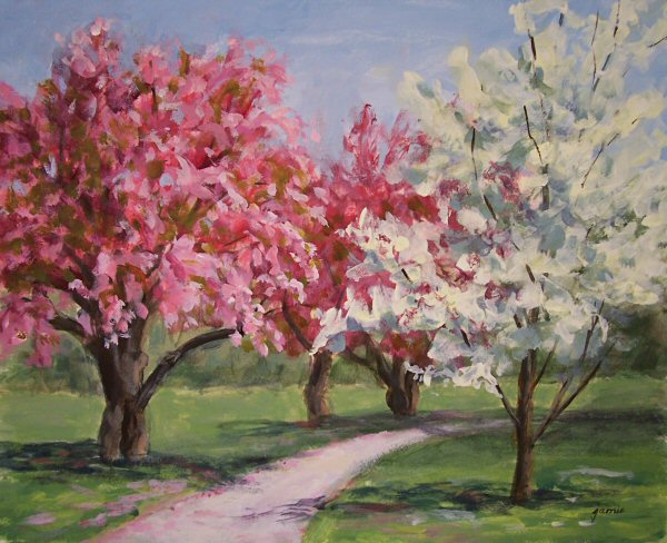 600x488 Hudson Valley Painter Blog Archive Cherry Blossoms And A Dogwood - Dogwood Tree Painting