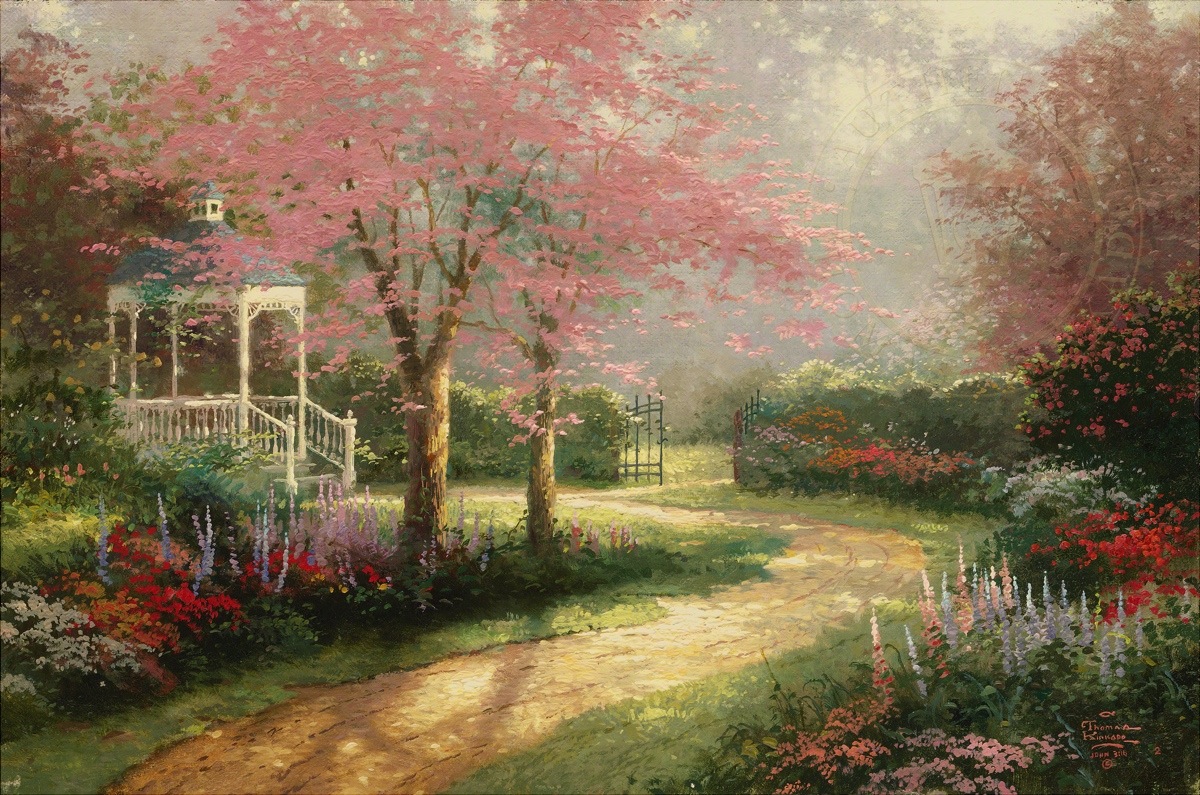 1200x795 Morning Dogwood Limited Edition Art The Thomas Kinkade Company - Dogwood Tree Painting