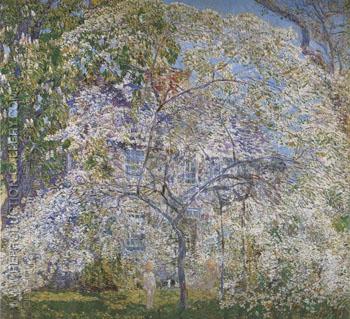 350x319 Spring The Dogwood Tree By Childe Hassam - Dogwood Tree Painting