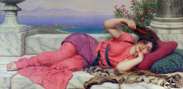 600x292 John William Godward - Dolce Far Niente Painting