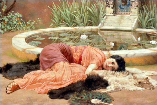500x334 John William Godward Sweet Nothings (Dolce Far Niente) Poster - Dolce Far Niente Painting