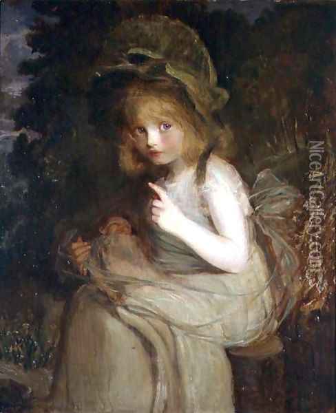 488x600 Hush A Girl With A Doll Oil Painting Reproduction By Blanche - Doll Painting