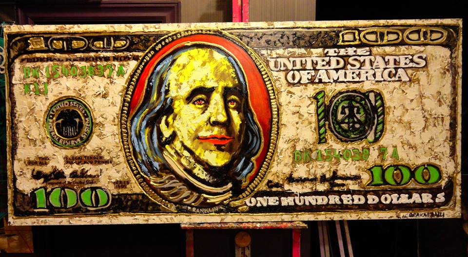 960x528 Franklin 100 Dollar Bill Painting By Costin Craioveanu - Dollar Bill Painting