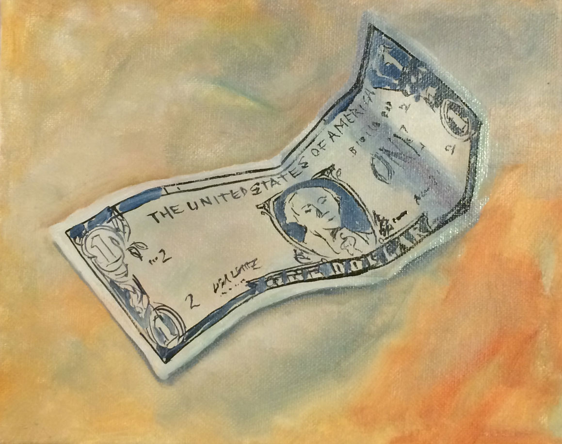 1159x916 Sold - Dollar Bill Painting