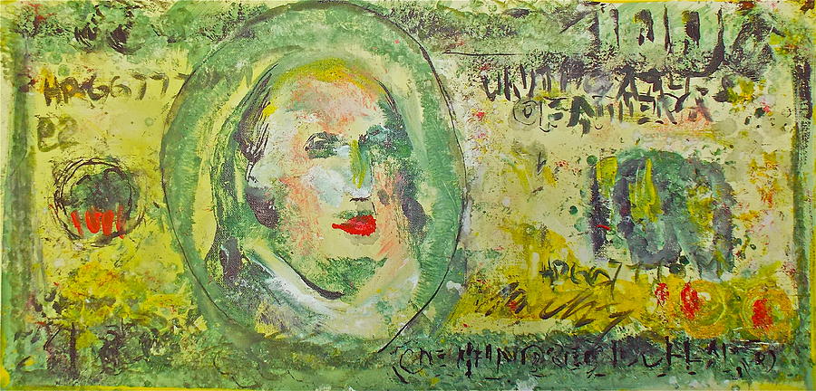 900x432 100 Dollar Bill Worse For Wear Painting By Thomas Dudas - Dollar Bill Painting