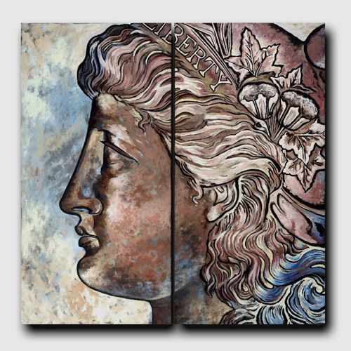 500x500 Morgan Silver Dollar Obverse Original Painting Art Lessons - Dollar Painting