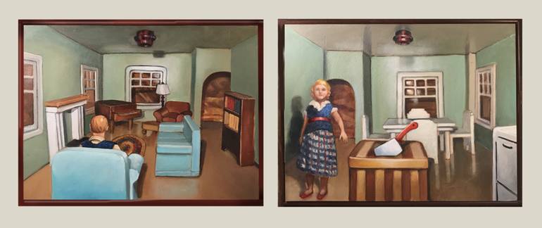 770x324 Saatchi Art The Dollhouse Two Panels Each 15 By 12 Painting By - Dollhouse Painting