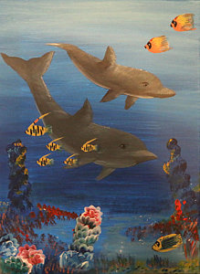 219x300 Dolphin Fish Paintings - Dolphin Fish Painting