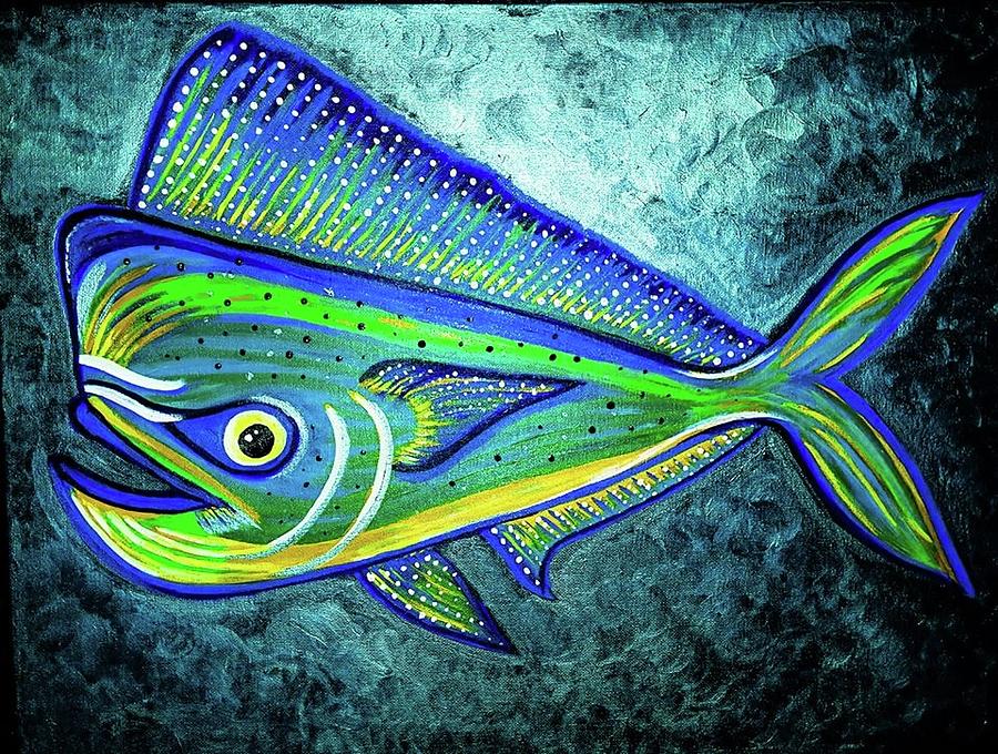900x680 Mahi Mahi Dolphinfish Painting By Chiquita Bowleg - Dolphin Fish Painting