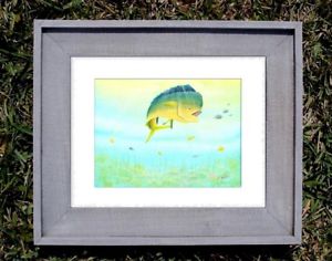 300x236 Mahi Original Framed Watercolor Painting Dolphin Fish Sea Life - Dolphin Fish Painting