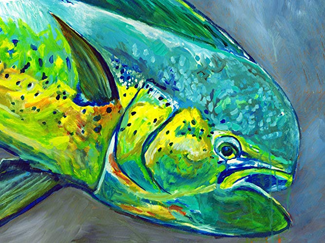 668x500 Dolphinfish Decor, Mahi Mahi Fishing Wall Art Print - Dolphin Fish Painting