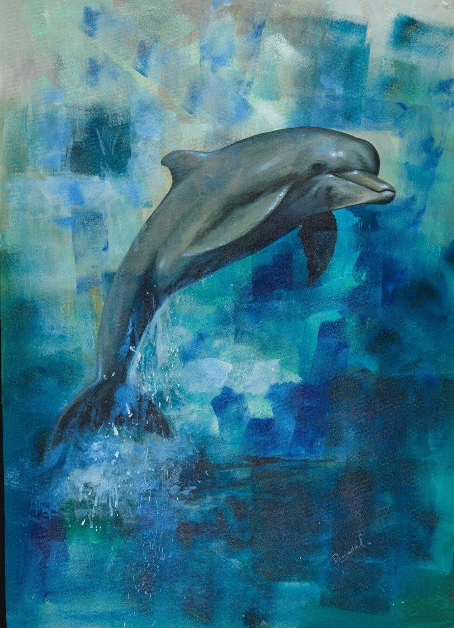 925x1280 Buy Kind Dolphin Handmade Painting By Community Artists Group - Dolphin Fish Painting