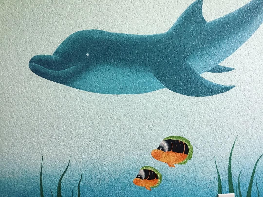 1080x809 Close Up Of The Dolphin Mural I Just Finished - Dolphin Fish Painting