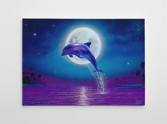570x423 Dolphin Wall Decor, Dolphin Canvas Art, Large Beach Jason Fetko - Dolphin Painting