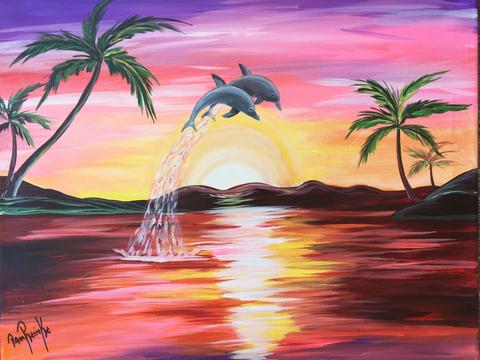 480x360 Dolphins - Dolphin Painting