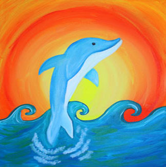 324x326 Kids Canvas Painting - Dolphin Painting