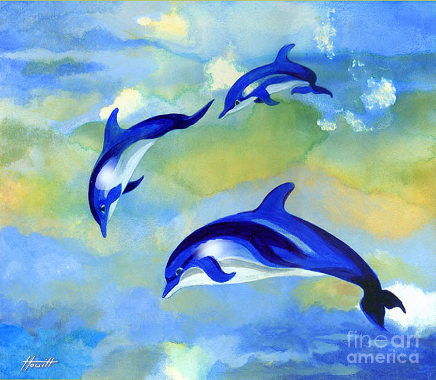 900x785 Dolphin Fantasy Painting By Patricia Howitt - Dolphin Painting