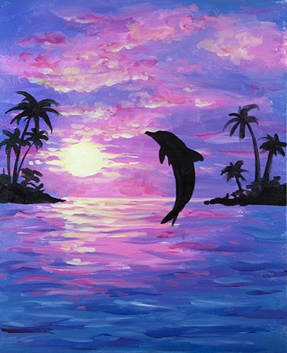 405x498 Dolphin Joy Paint Nite Event - Dolphin Painting