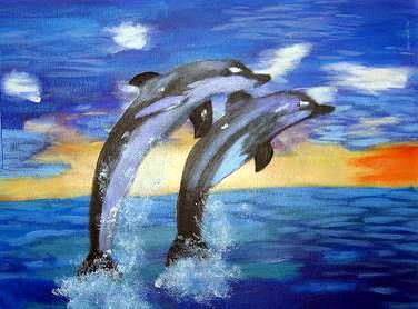 376x278 Dolphin Painting 1st Place Painting (10 Years) Acrylic - Dolphin Painting