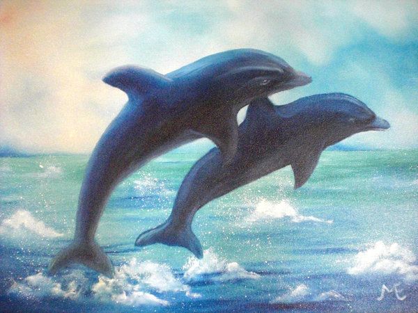 600x450 Dolphin Painting By Art - Dolphin Painting
