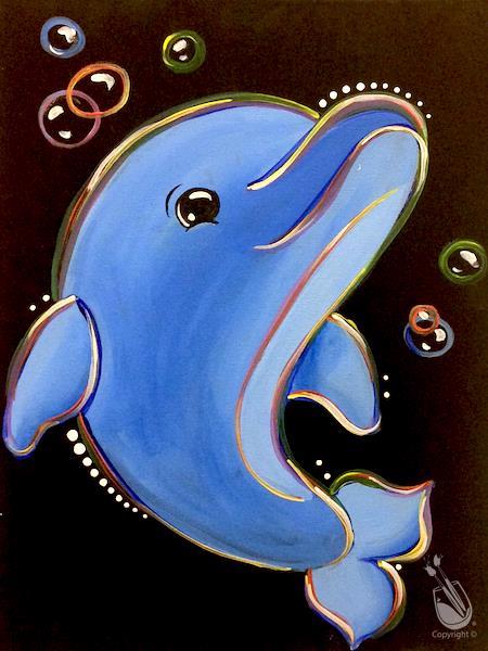 450x600 Kids Paint Neon Dolphin 6yo - Dolphin Painting For Kids
