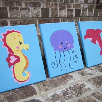 354x354 Shop Jellyfish Painting On Wanelo - Dolphin Painting For Kids