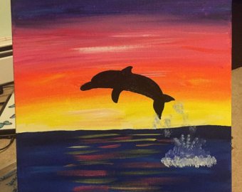 340x270 Glow In The Dark Painting Dolphin Painting Ocean Painting - Dolphin Painting For Kids