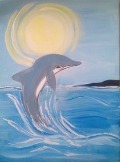 236x318 Kids Dolphin Painting Kids Wall Art Dolphin Playing With The Sun - Dolphin Painting For Kids