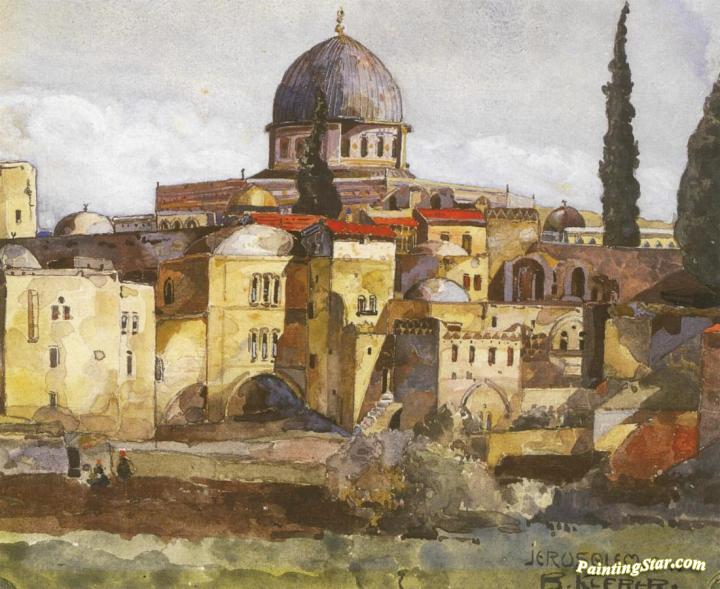 720x589 Jerusalem, Dome Of The Rock Artwork By Bartle Kleber Oil Painting - Dome Of The Rock Painting