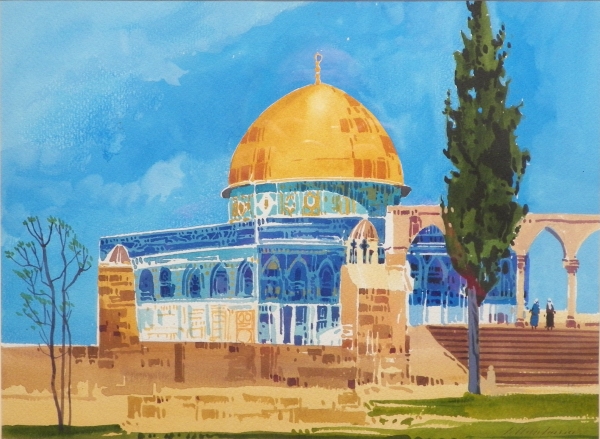 600x439 Buffalo Kaplinski - Dome Of The Rock Painting