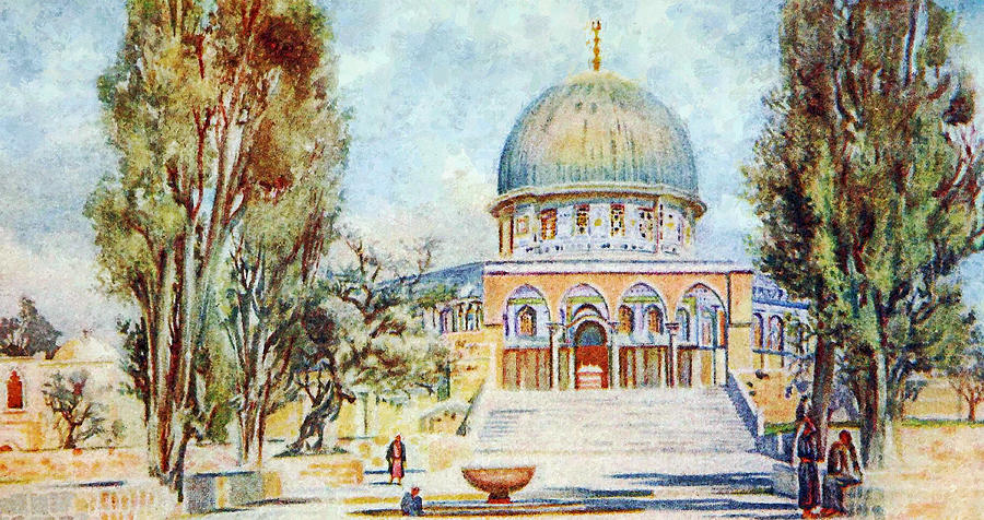 900x476 Dome Of The Rock Painting Painting By Munir Alawi - Dome Of The Rock Painting