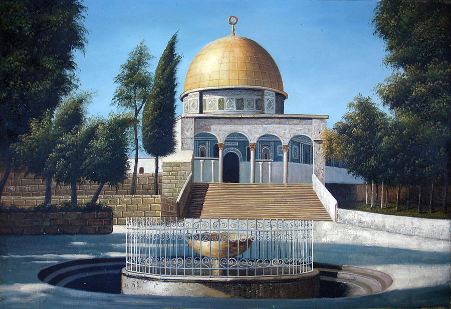 900x618 Dome Of The Rock Painting By Abd Alhaq - Dome Of The Rock Painting