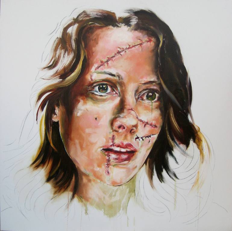 770x766 Saatchi Art Against Domestic Violence Painting By Nathalie Labaki - Domestic Violence Painting
