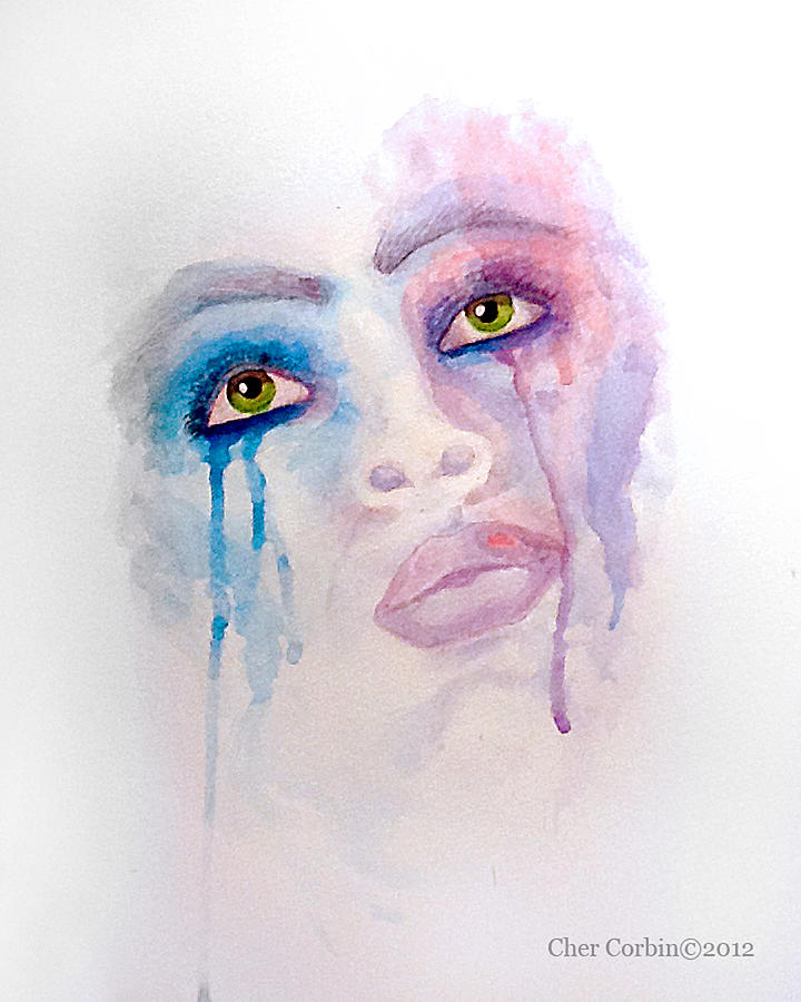 720x900 Blue Tears Painting By Cher Corbin - Domestic Violence Painting