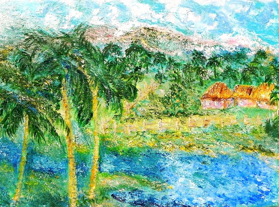 900x667 Dominican Republic Village Painting By Nadiya Kochura - Dominican Painting