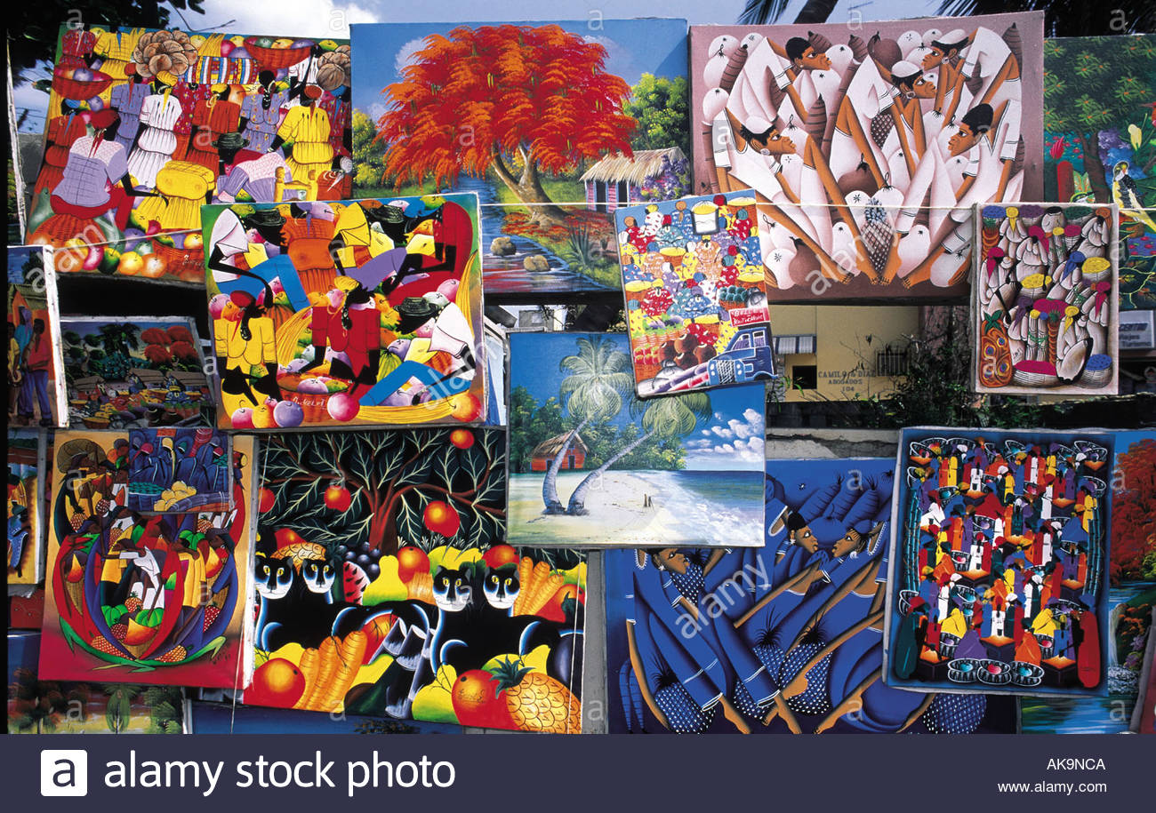 1300x915 Dominican Republic Santo Domingo Naive Paintings Stock Photo - Dominican Painting