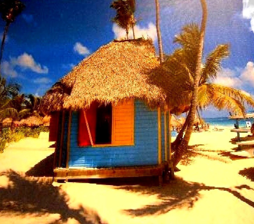 868x766 Painting Titled Beach Hut Dominican Republic City Creek Furniture - Dominican Painting
