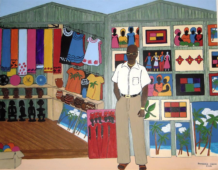 900x702 Market Stall In Dominican Republic Painting By Stephanie Moore - Dominican Republic Painting