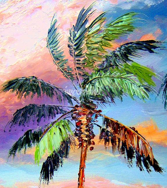 575x650 Palm Tree Colors By Mazz Original Paintings - Dominican Republic Painting