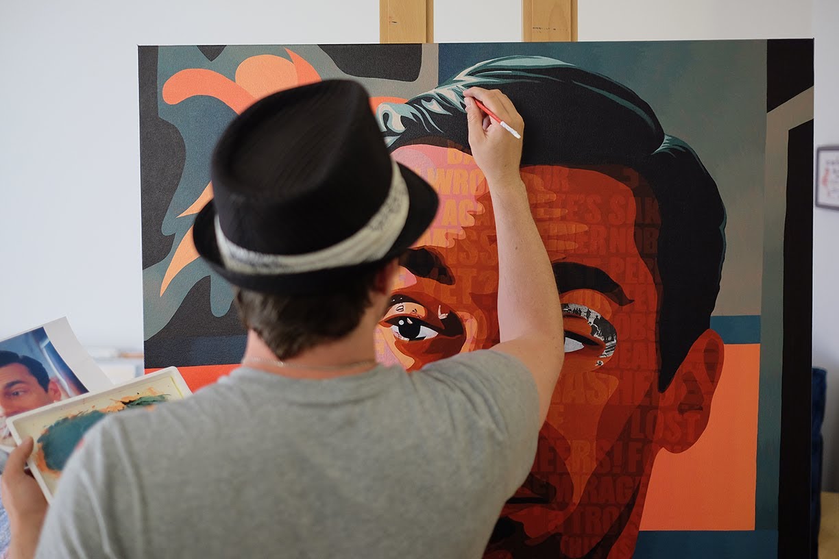 1224x816 A Don Draper Collage Painting By Borbay - Don Draper Painting