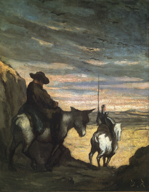 500x641 Don Quixote And Sancho Panza Painted By Daumier. P - Don Quixote And Sancho Panza Painting