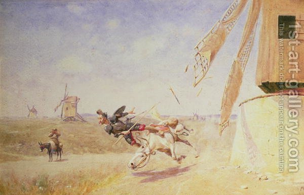 600x386 Don Quixote And The Windmill Francisco J. Torrome Reproduction - Don Quixote Windmill Painting