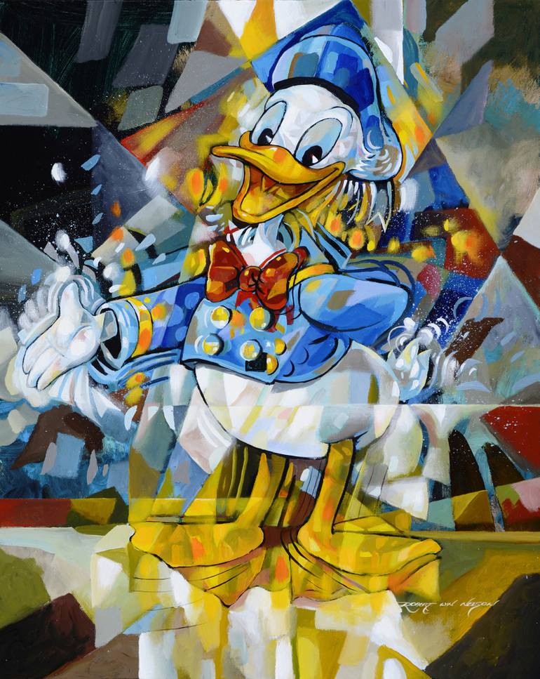770x967 Saatchi Art Cubism Donald Duck Painting By Robert Lyn Nelson - Donald Duck Painting