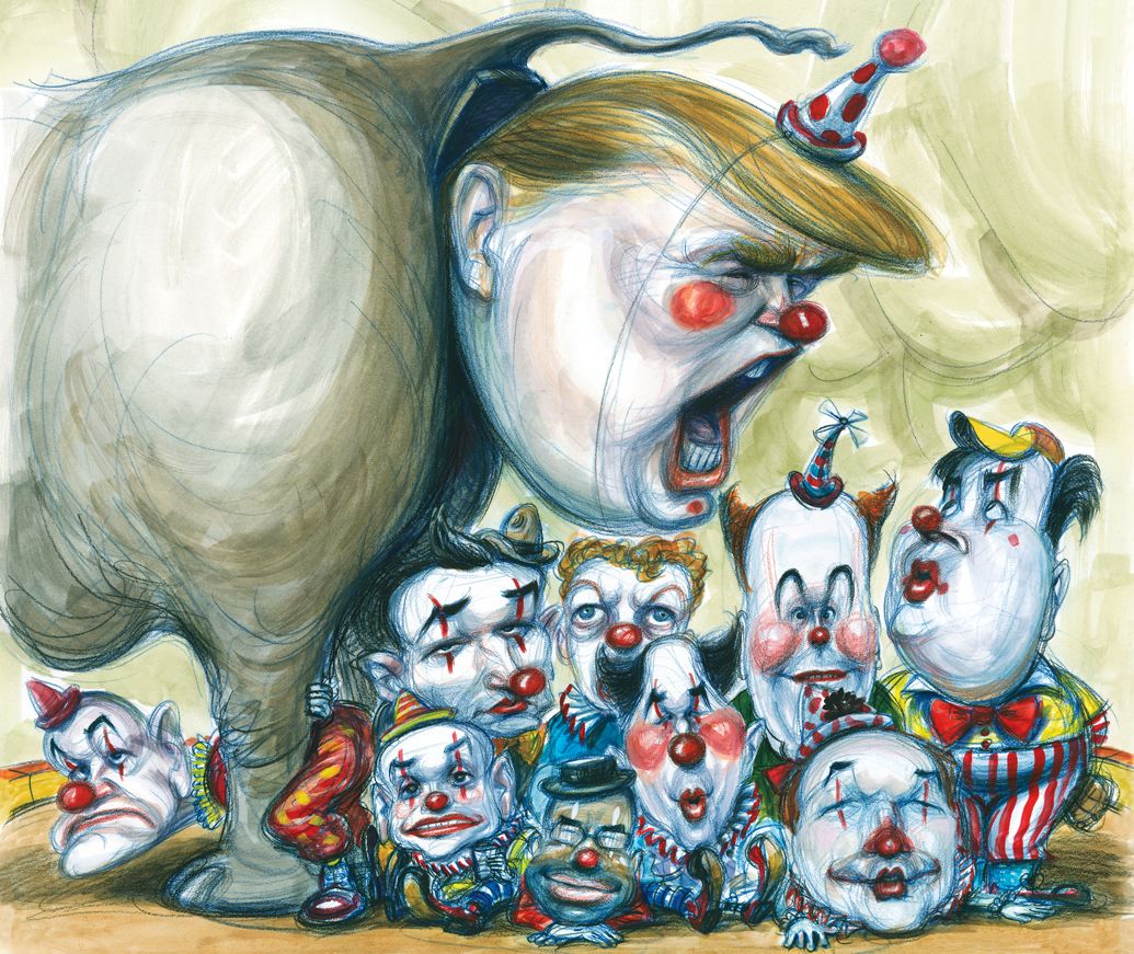 1035x871 Donald Trump's Republican Party No Harm Spilt - Donald Trump Clown Painting