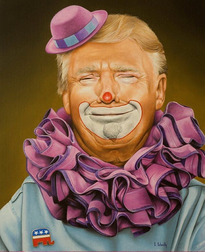 786x966 Hilarious Painting Of Donald Trump By @scott Scheidly. Scott Has - Donald Trump Clown Painting