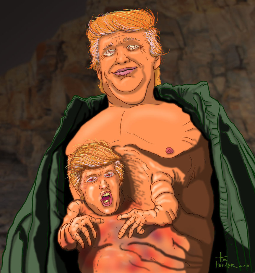 863x925 Kuatrump Trump And Total Recall Mashup By Halhefnerart - Donald Trump Clown Painting