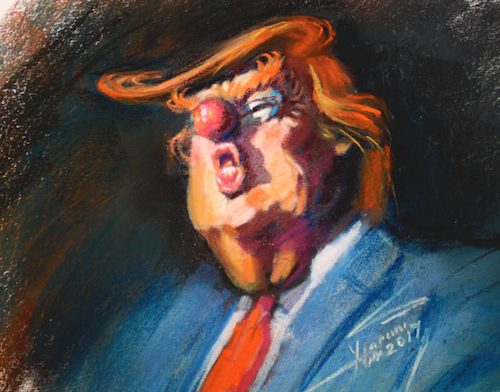 500x392 Trump Orange Clown Russian Bitch By Yllifinearts Politics - Donald Trump Clown Painting