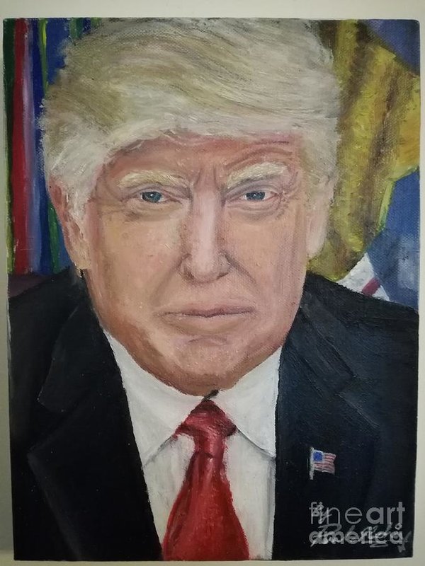 600x800 Original Donald Trump Portrait Oil Painting Art Print By Paul Machin - Donald Trump Oil Painting