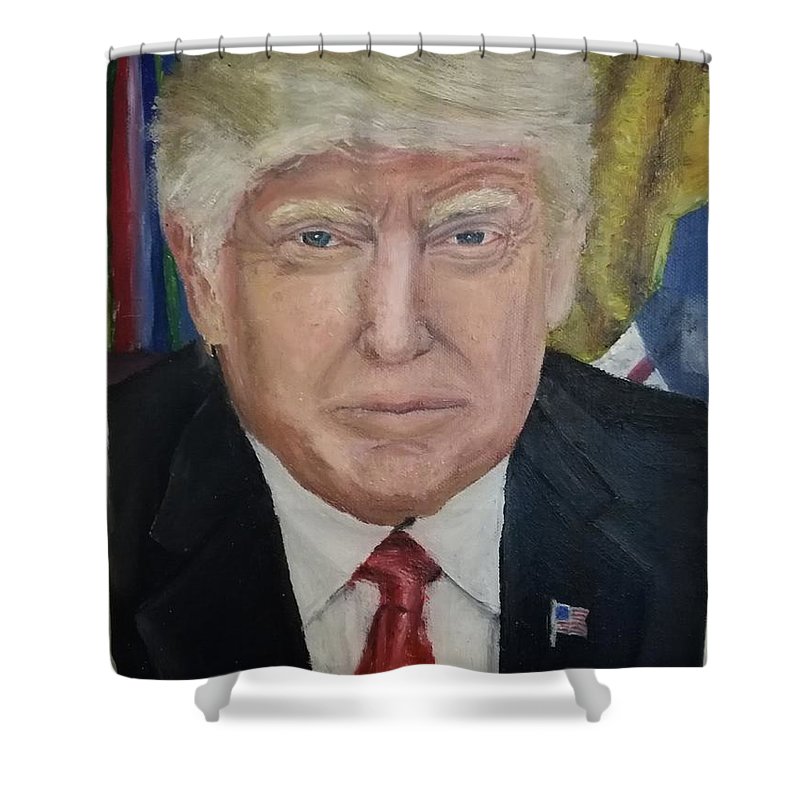 800x800 Original Donald Trump Portrait Oil Painting Shower Curtain - Donald Trump Oil Painting