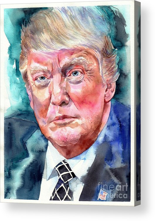 529x750 President Donald Trump Portrait Acrylic Print By Suzann's Art - Donald Trump Painting